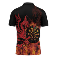 Wales Darts Zipper Polo Shirt Cymru Dragon Gem Ymlaen Flaming Vibes - Wonder Print Shop