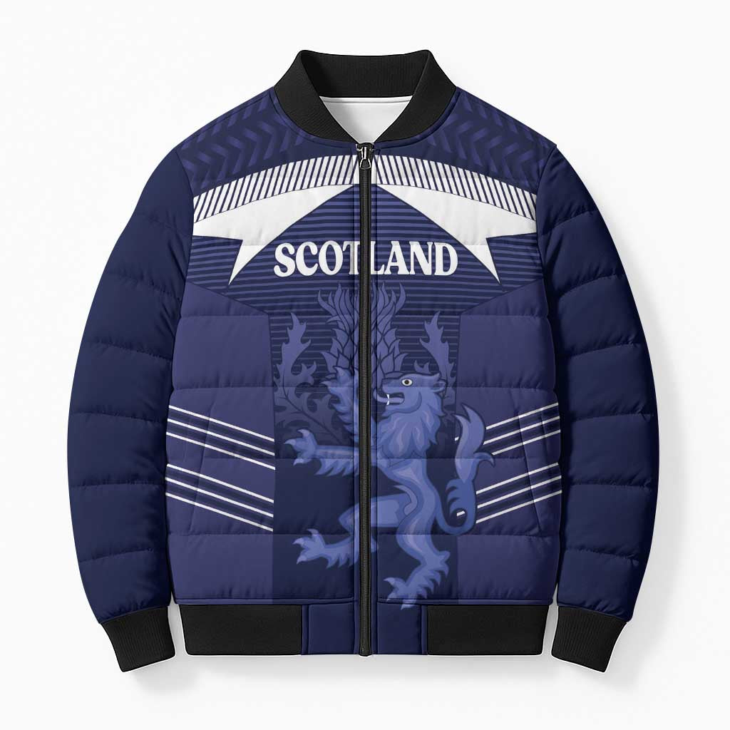 Scotland Football Custom Bomber Puffer Jacket 2026 Come On Scottish Dragon Thistle - Wonder Print Shop