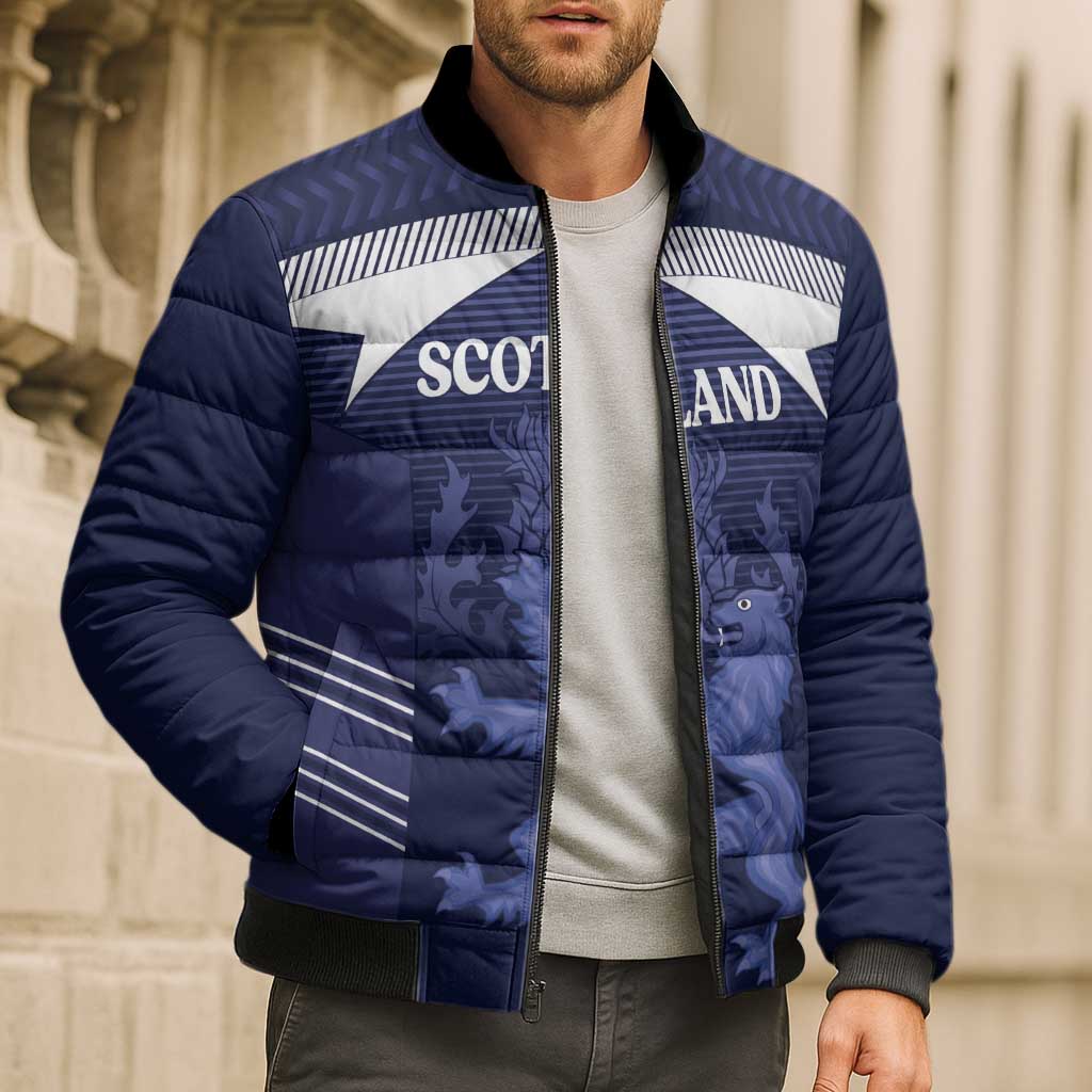 Scotland Football Custom Bomber Puffer Jacket 2026 Come On Scottish Dragon Thistle - Wonder Print Shop