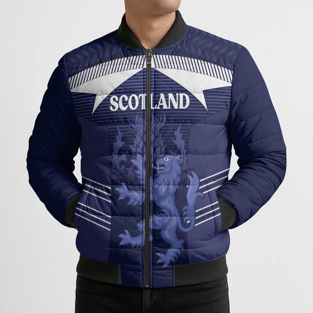 Scotland Football Custom Bomber Puffer Jacket 2026 Come On Scottish Dragon Thistle - Wonder Print Shop