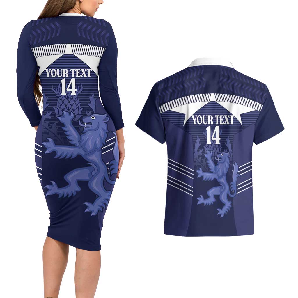 Scotland Football Custom Couples Matching Long Sleeve Bodycon Dress and Hawaiian Shirt 2026 Come On Scottish Dragon Thistle - Wonder Print Shop
