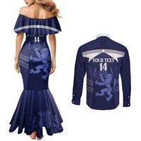Scotland Football Custom Couples Matching Mermaid Dress and Long Sleeve Button Shirt 2026 Come On Scottish Dragon Thistle - Wonder Print Shop