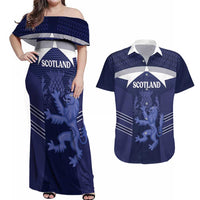 Scotland Football Custom Couples Matching Off Shoulder Maxi Dress and Hawaiian Shirt 2026 Come On Scottish Dragon Thistle - Wonder Print Shop