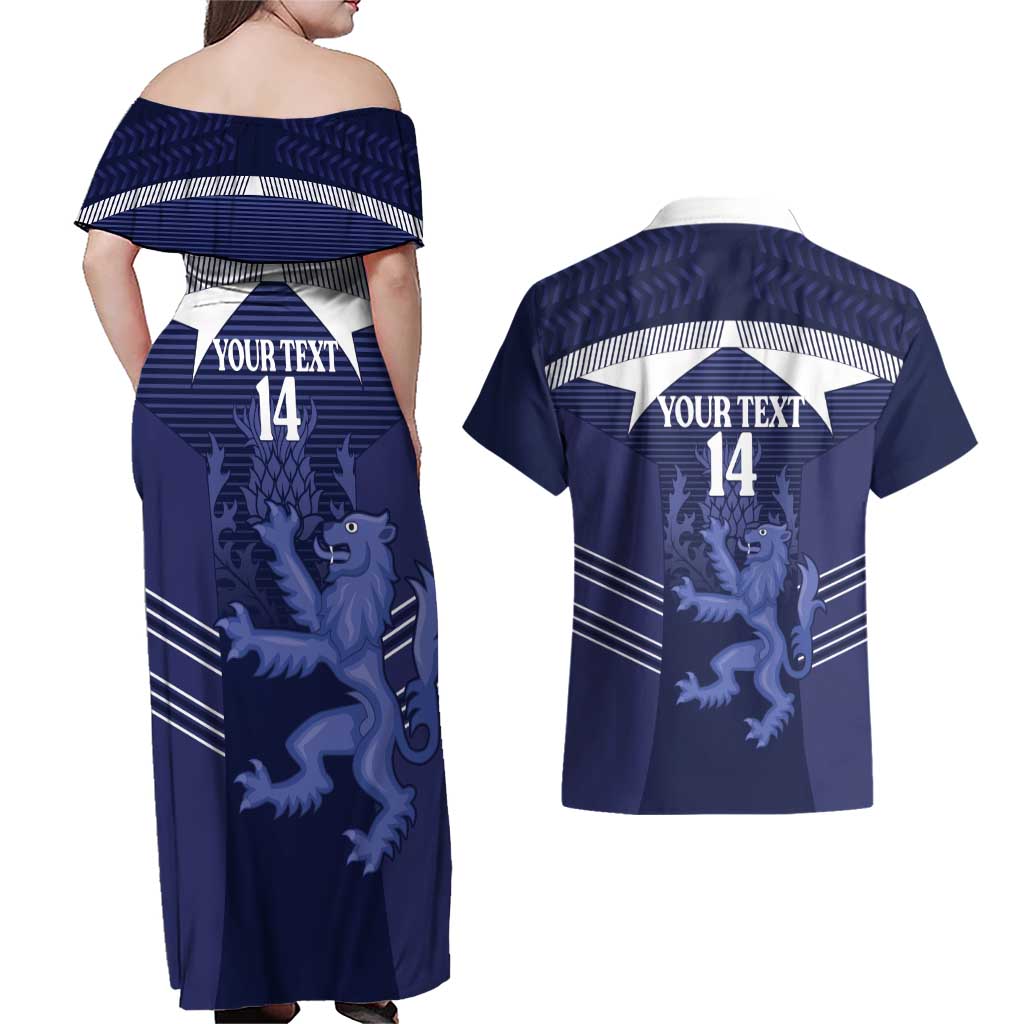 Scotland Football Custom Couples Matching Off Shoulder Maxi Dress and Hawaiian Shirt 2026 Come On Scottish Dragon Thistle - Wonder Print Shop
