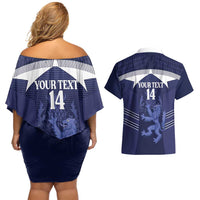 Scotland Football Custom Couples Matching Off Shoulder Short Dress and Hawaiian Shirt 2026 Come On Scottish Dragon Thistle - Wonder Print Shop