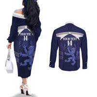 Scotland Football Custom Couples Matching Off The Shoulder Long Sleeve Dress and Long Sleeve Button Shirt 2026 Come On Scottish Dragon Thistle - Wonder Print Shop