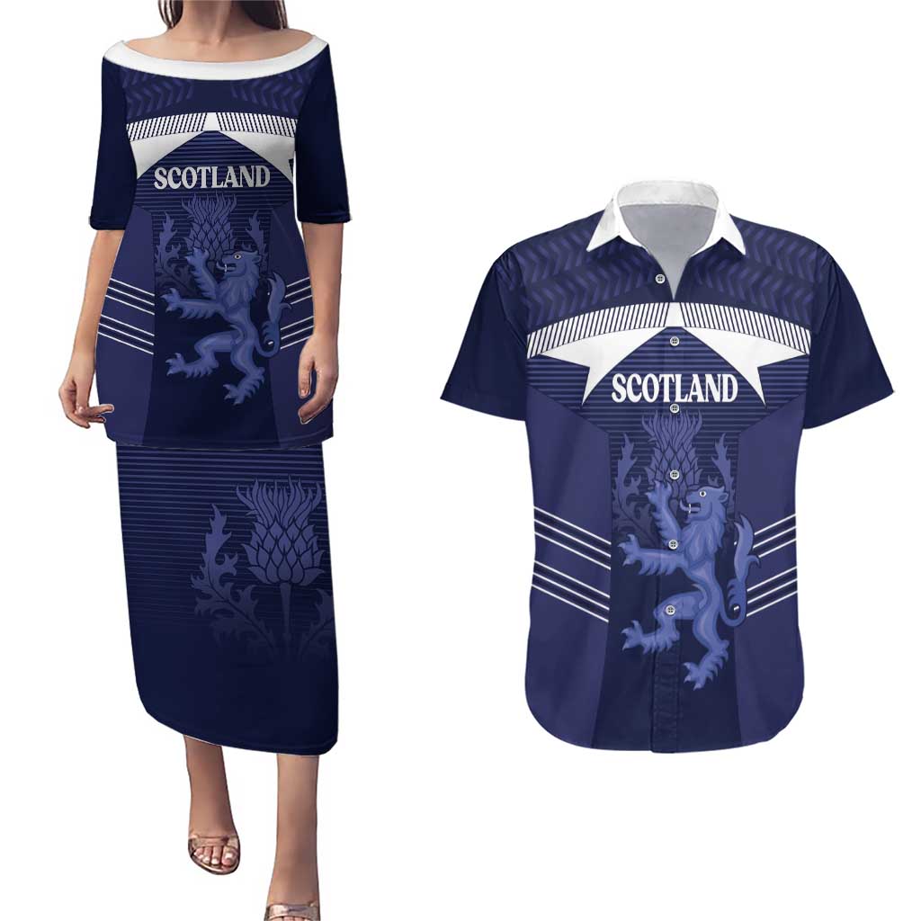 Scotland Football Custom Couples Matching Puletasi and Hawaiian Shirt 2026 Come On Scottish Dragon Thistle - Wonder Print Shop