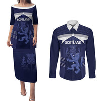 Scotland Football Custom Couples Matching Puletasi and Long Sleeve Button Shirt 2026 Come On Scottish Dragon Thistle - Wonder Print Shop