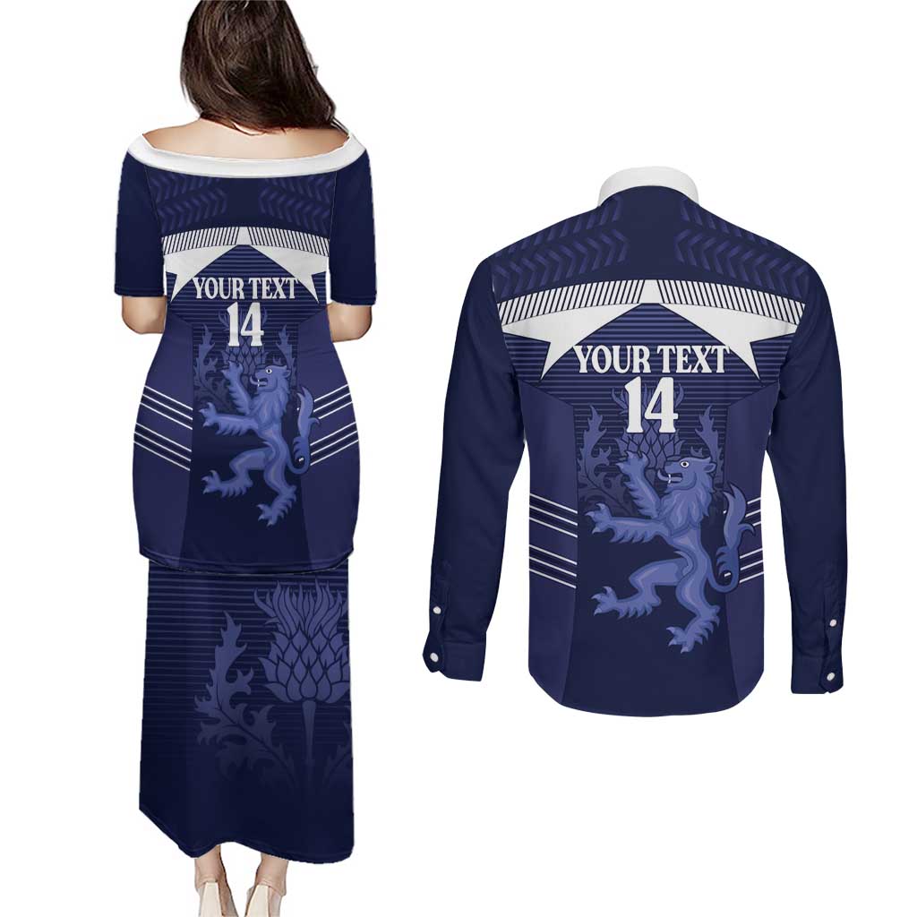 Scotland Football Custom Couples Matching Puletasi and Long Sleeve Button Shirt 2026 Come On Scottish Dragon Thistle - Wonder Print Shop