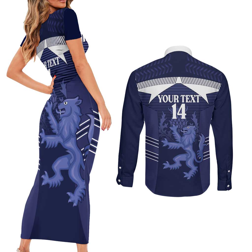 Scotland Football Custom Couples Matching Short Sleeve Bodycon Dress and Long Sleeve Button Shirt 2026 Come On Scottish Dragon Thistle - Wonder Print Shop