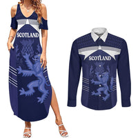 Scotland Football Custom Couples Matching Summer Maxi Dress and Long Sleeve Button Shirt 2026 Come On Scottish Dragon Thistle - Wonder Print Shop