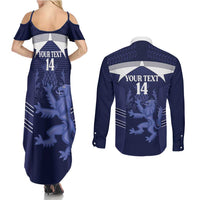 Scotland Football Custom Couples Matching Summer Maxi Dress and Long Sleeve Button Shirt 2026 Come On Scottish Dragon Thistle - Wonder Print Shop
