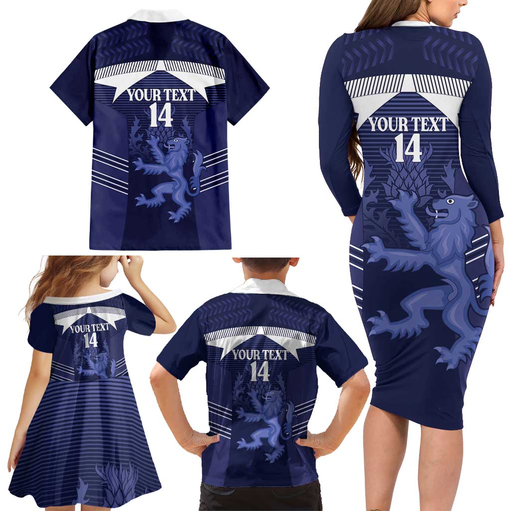Scotland Football Custom Family Matching Long Sleeve Bodycon Dress and Hawaiian Shirt 2026 Come On Scottish Dragon Thistle - Wonder Print Shop