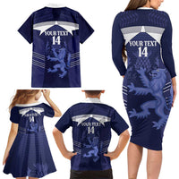 Scotland Football Custom Family Matching Long Sleeve Bodycon Dress and Hawaiian Shirt 2026 Come On Scottish Dragon Thistle - Wonder Print Shop