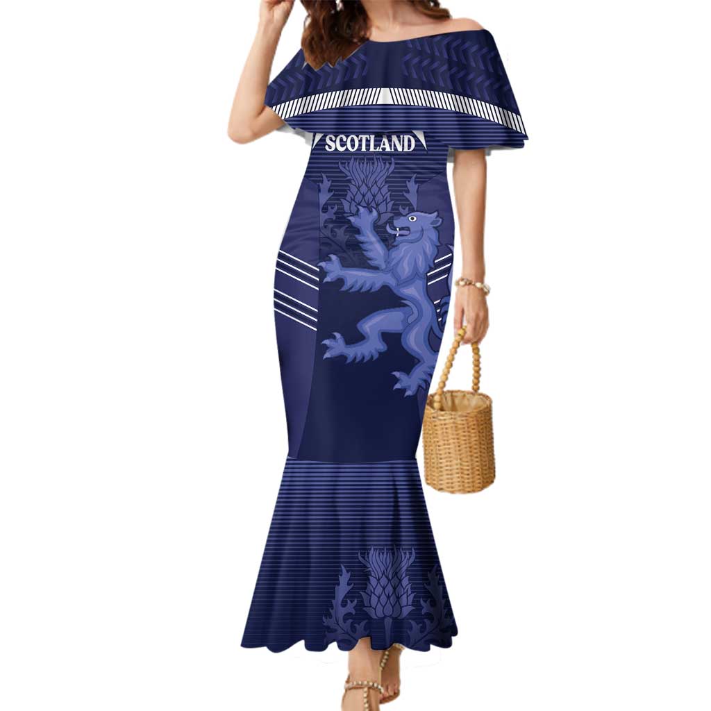 Scotland Football Custom Family Matching Mermaid Dress and Hawaiian Shirt 2026 Come On Scottish Dragon Thistle - Wonder Print Shop