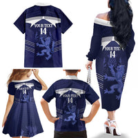 Scotland Football Custom Family Matching Off The Shoulder Long Sleeve Dress and Hawaiian Shirt 2026 Come On Scottish Dragon Thistle - Wonder Print Shop