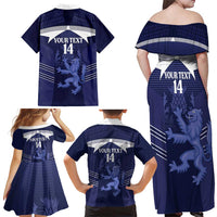 Scotland Football Custom Family Matching Off Shoulder Maxi Dress and Hawaiian Shirt 2026 Come On Scottish Dragon Thistle - Wonder Print Shop