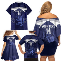 Scotland Football Custom Family Matching Off Shoulder Short Dress and Hawaiian Shirt 2026 Come On Scottish Dragon Thistle - Wonder Print Shop