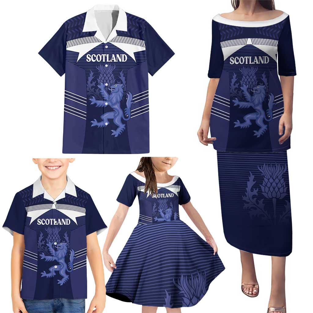 Scotland Football Custom Family Matching Puletasi and Hawaiian Shirt 2026 Come On Scottish Dragon Thistle - Wonder Print Shop