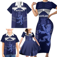 Scotland Football Custom Family Matching Short Sleeve Bodycon Dress and Hawaiian Shirt 2026 Come On Scottish Dragon Thistle - Wonder Print Shop