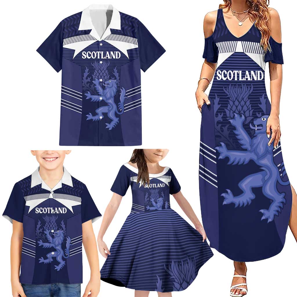 Scotland Football Custom Family Matching Summer Maxi Dress and Hawaiian Shirt 2026 Come On Scottish Dragon Thistle - Wonder Print Shop