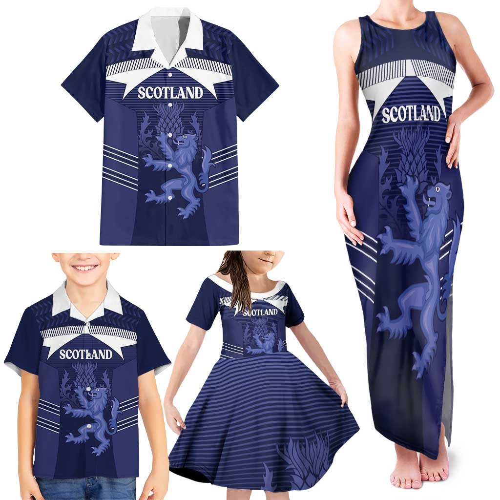 Scotland Football Custom Family Matching Tank Maxi Dress and Hawaiian Shirt 2026 Come On Scottish Dragon Thistle - Wonder Print Shop