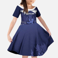 Scotland Football Custom Kid Short Sleeve Dress 2026 Come On Scottish Dragon Thistle - Wonder Print Shop
