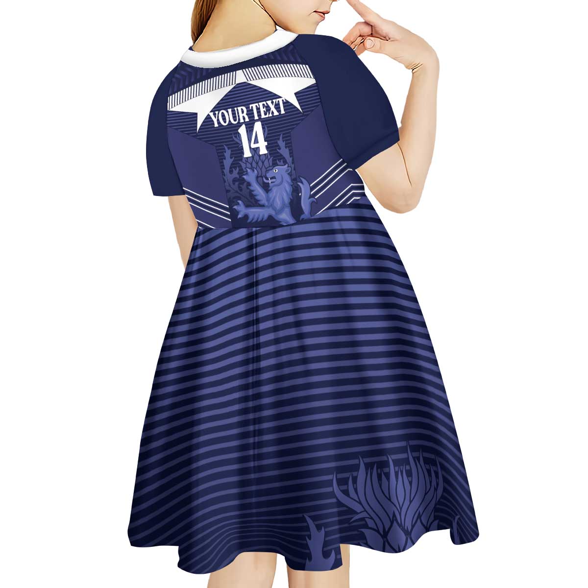 Scotland Football Custom Kid Short Sleeve Dress 2026 Come On Scottish Dragon Thistle - Wonder Print Shop