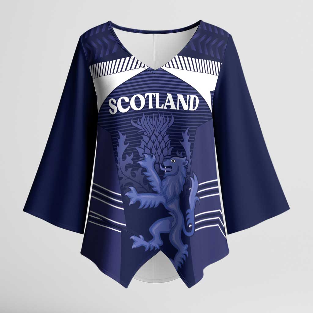 Scotland Football Custom Kimono Sleeve Blouse 2026 Come On Scottish Dragon Thistle - Wonder Print Shop