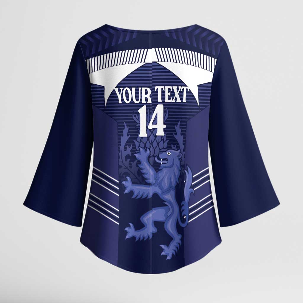 Scotland Football Custom Kimono Sleeve Blouse 2026 Come On Scottish Dragon Thistle - Wonder Print Shop