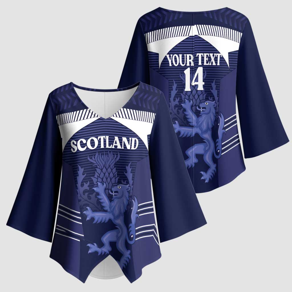 Scotland Football Custom Kimono Sleeve Blouse 2026 Come On Scottish Dragon Thistle - Wonder Print Shop