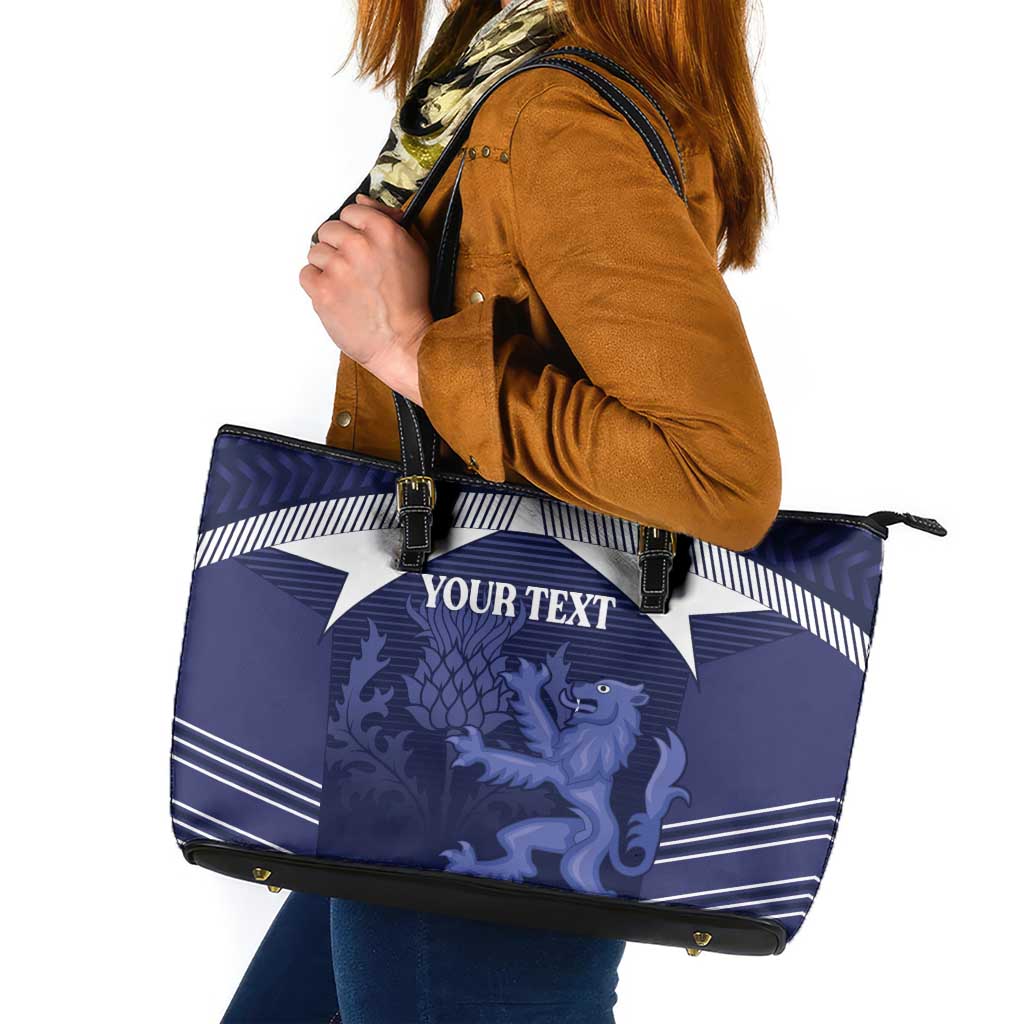 Scotland Football Custom Leather Tote Bag 2026 Come On Scottish Dragon Thistle - Wonder Print Shop