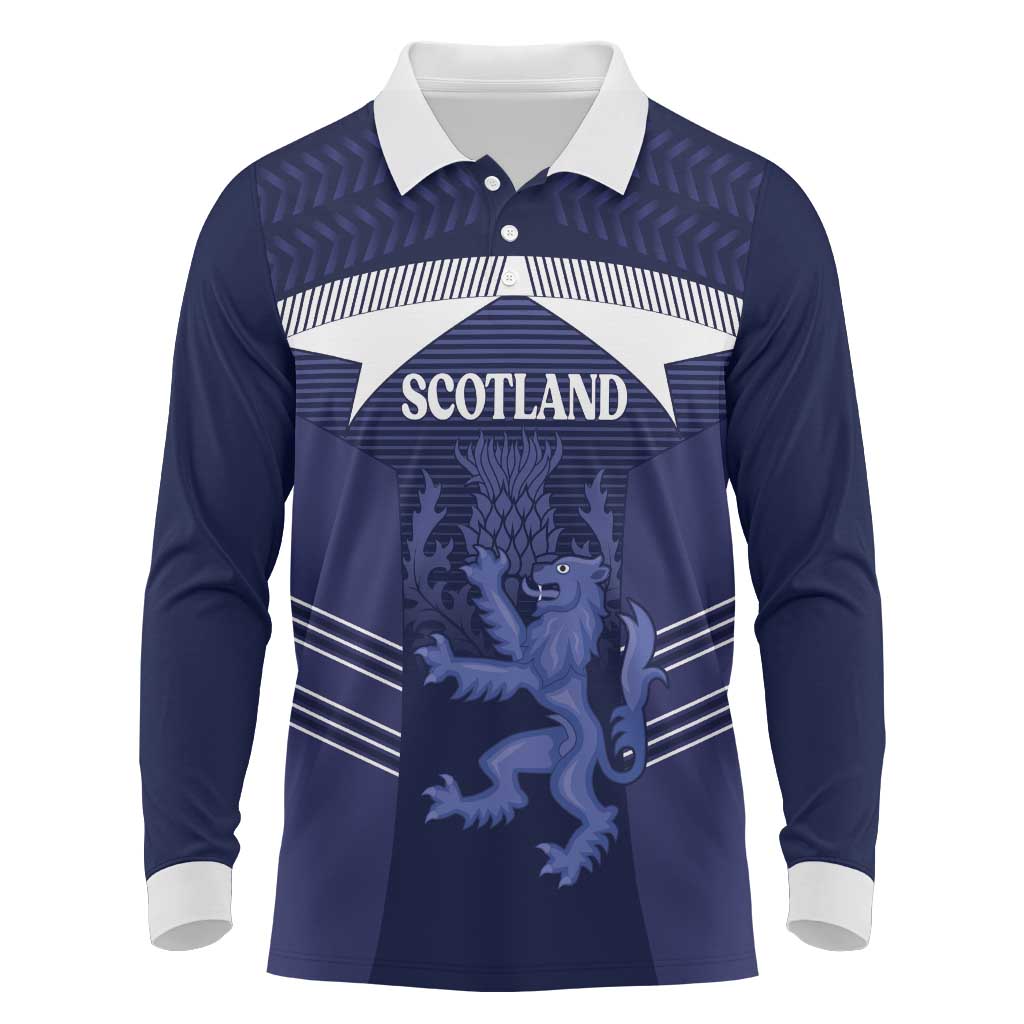 Scotland Football Custom Long Sleeve Polo Shirt 2026 Come On Scottish Dragon Thistle - Wonder Print Shop