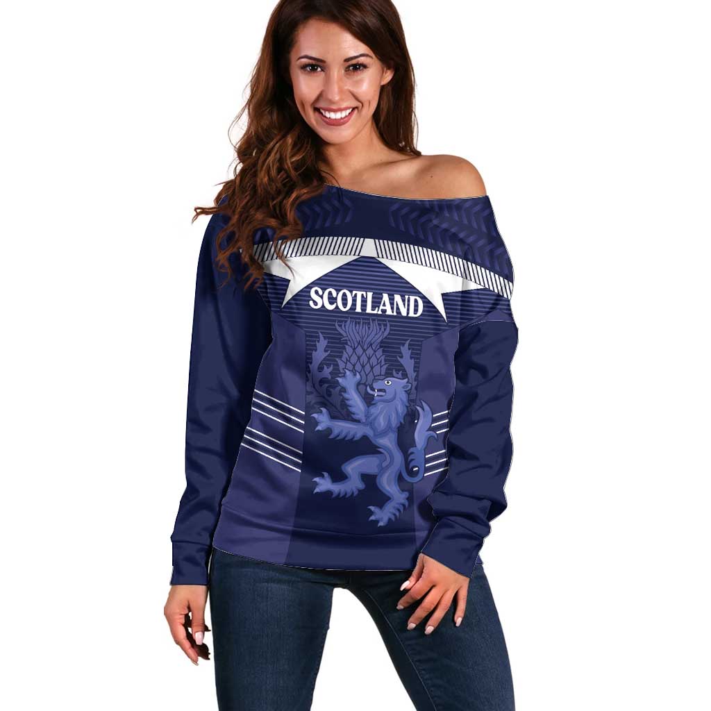 Scotland Football Custom Off Shoulder Sweater 2026 Come On Scottish Dragon Thistle - Wonder Print Shop