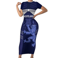 Scotland Football Custom Short Sleeve Bodycon Dress 2026 Come On Scottish Dragon Thistle - Wonder Print Shop