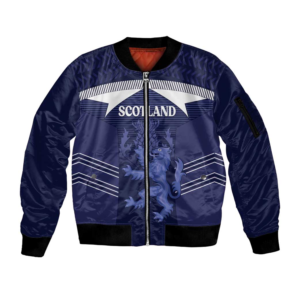 Scotland Football Custom Sleeve Zip Bomber Jacket 2026 Come On Scottish Dragon Thistle - Wonder Print Shop