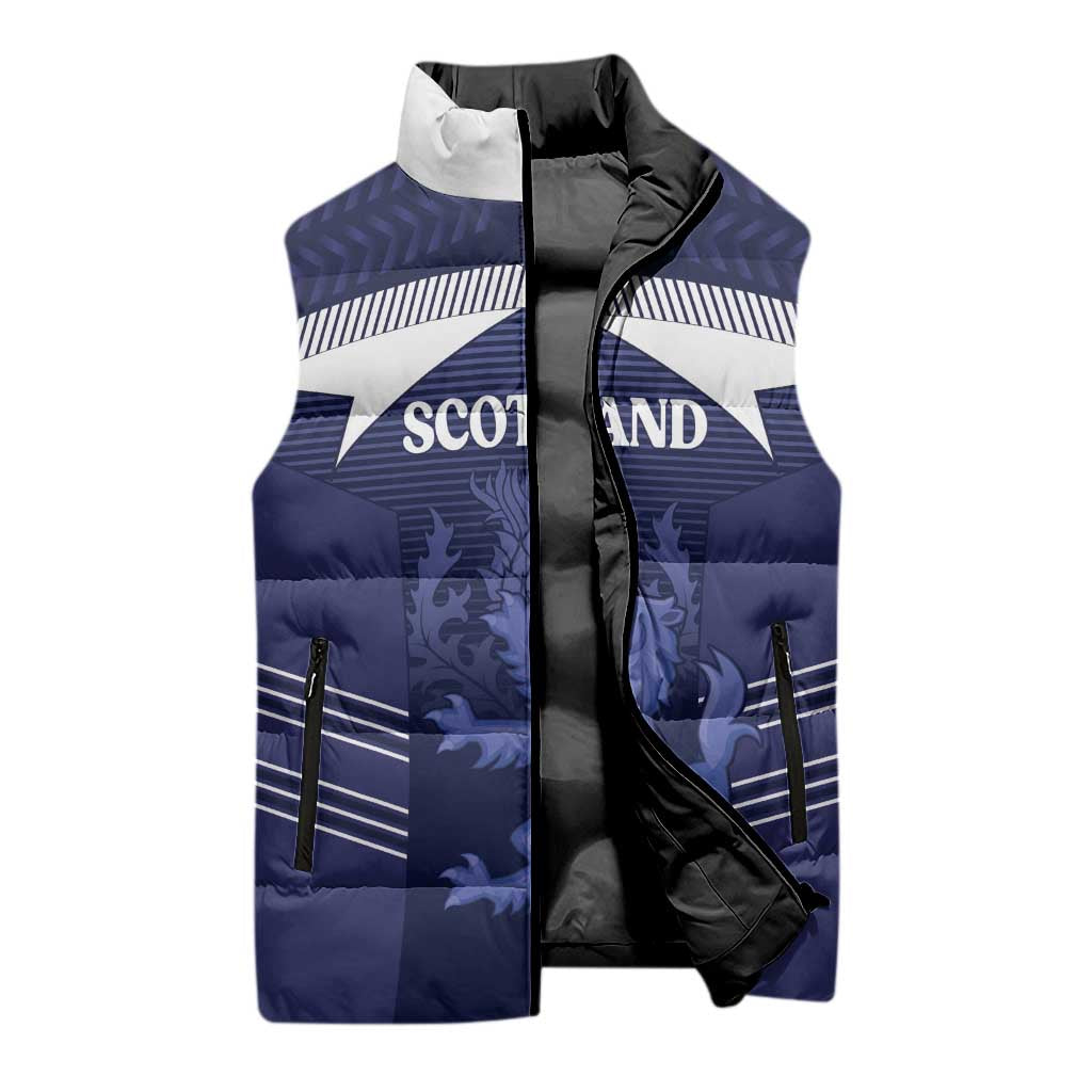 Scotland Football Custom Sleeveless Puffer Jacket 2026 Come On Scottish Dragon Thistle - Wonder Print Shop