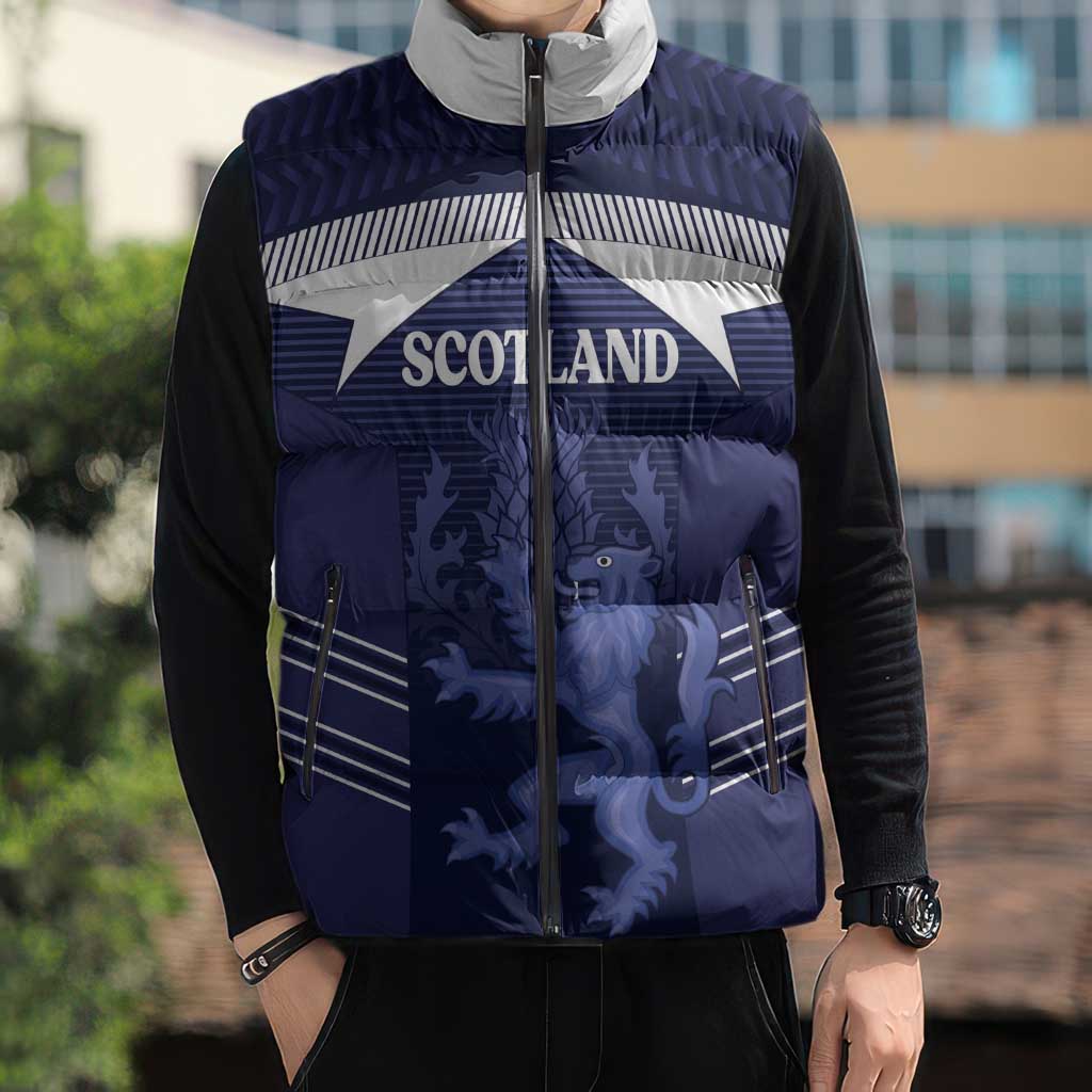 Scotland Football Custom Sleeveless Puffer Jacket 2026 Come On Scottish Dragon Thistle - Wonder Print Shop