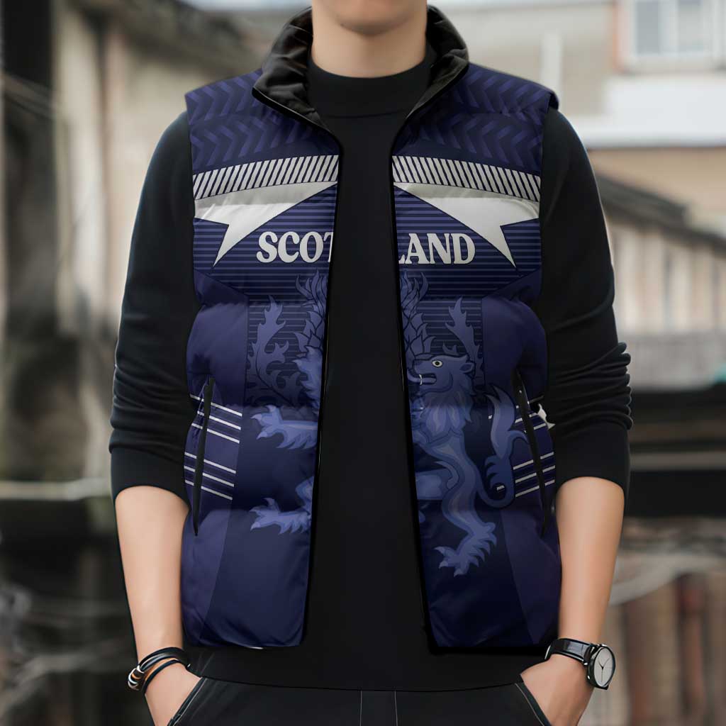 Scotland Football Custom Sleeveless Puffer Jacket 2026 Come On Scottish Dragon Thistle - Wonder Print Shop