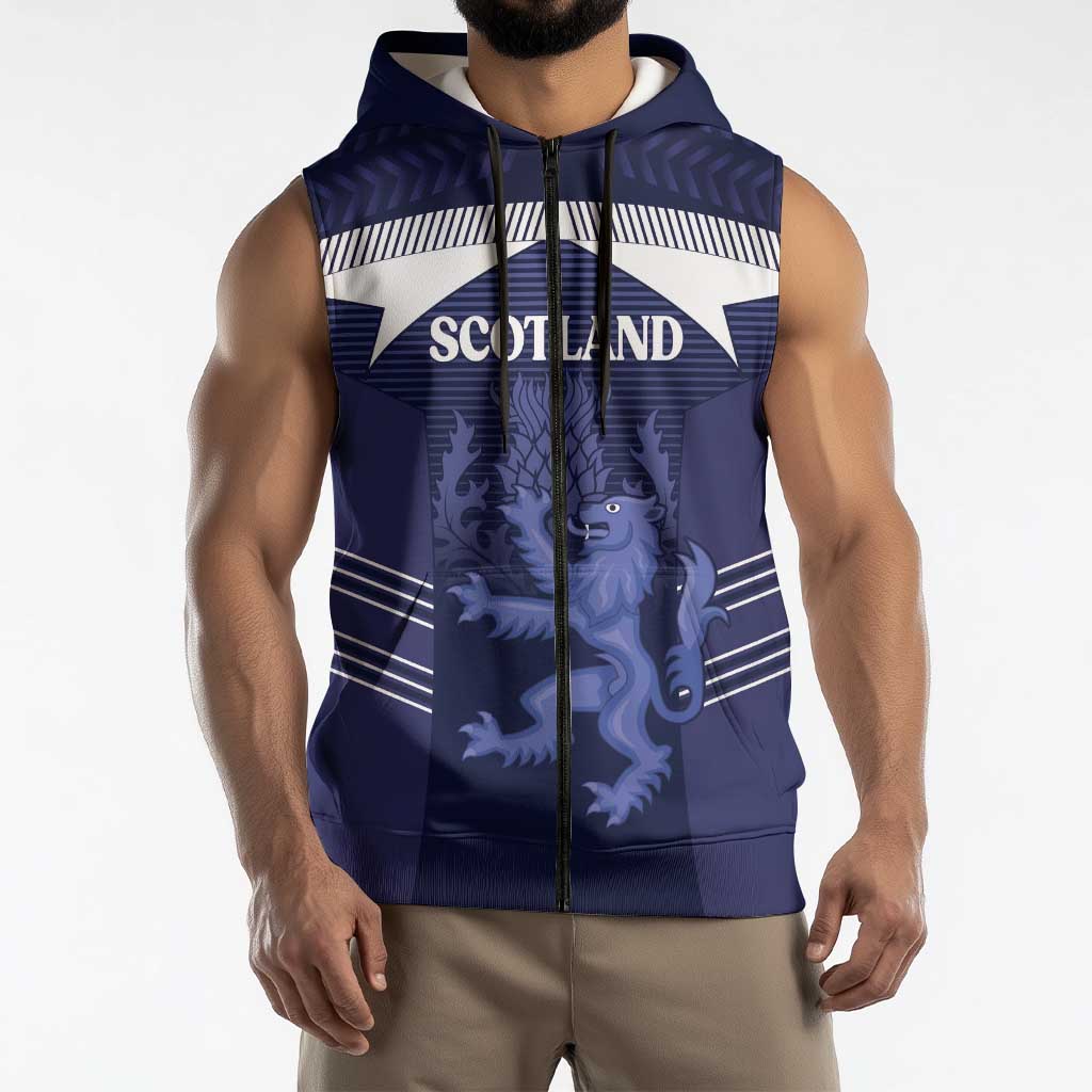Scotland Football Custom Sleeveless Zip Hoodie 2026 Come On Scottish Dragon Thistle - Wonder Print Shop