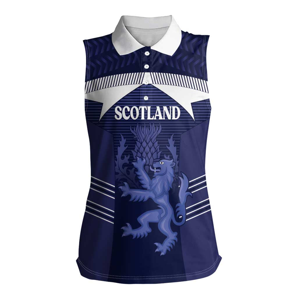 Scotland Football Custom Women Sleeveless Polo Shirt 2026 Come On Scottish Dragon Thistle - Wonder Print Shop