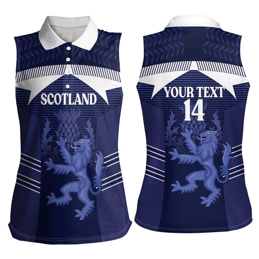 Scotland Football Custom Women Sleeveless Polo Shirt 2026 Come On Scottish Dragon Thistle - Wonder Print Shop