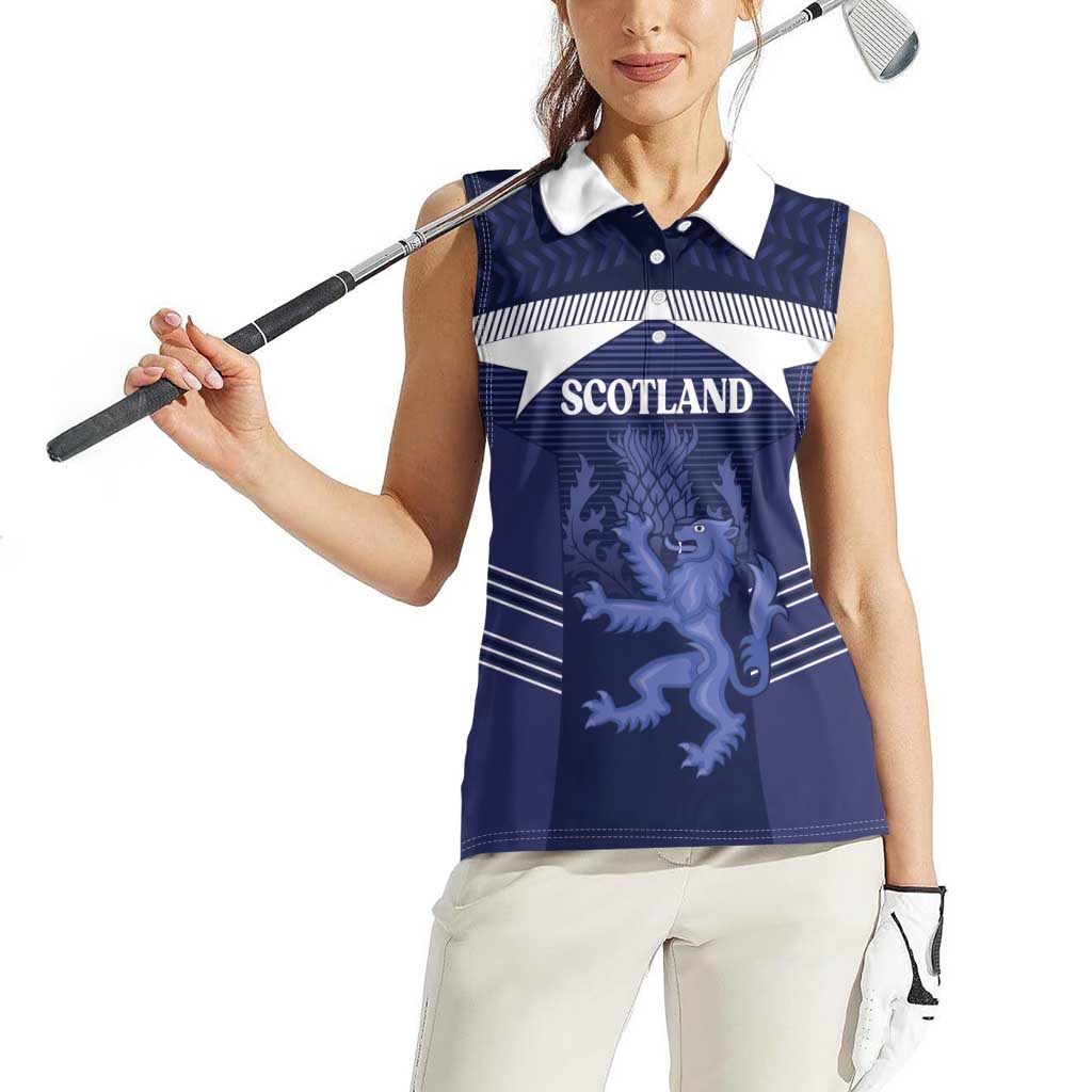 Scotland Football Custom Women Sleeveless Polo Shirt 2026 Come On Scottish Dragon Thistle - Wonder Print Shop
