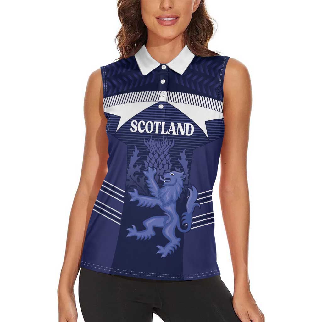 Scotland Football Custom Women Sleeveless Polo Shirt 2026 Come On Scottish Dragon Thistle - Wonder Print Shop