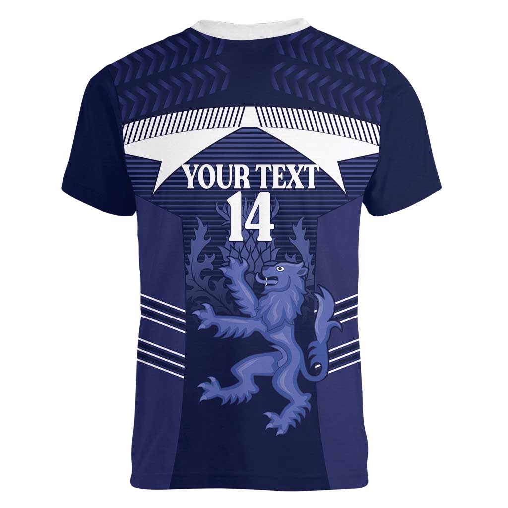 Scotland Football Custom Women V-Neck T-Shirt 2026 Come On Scottish Dragon Thistle - Wonder Print Shop