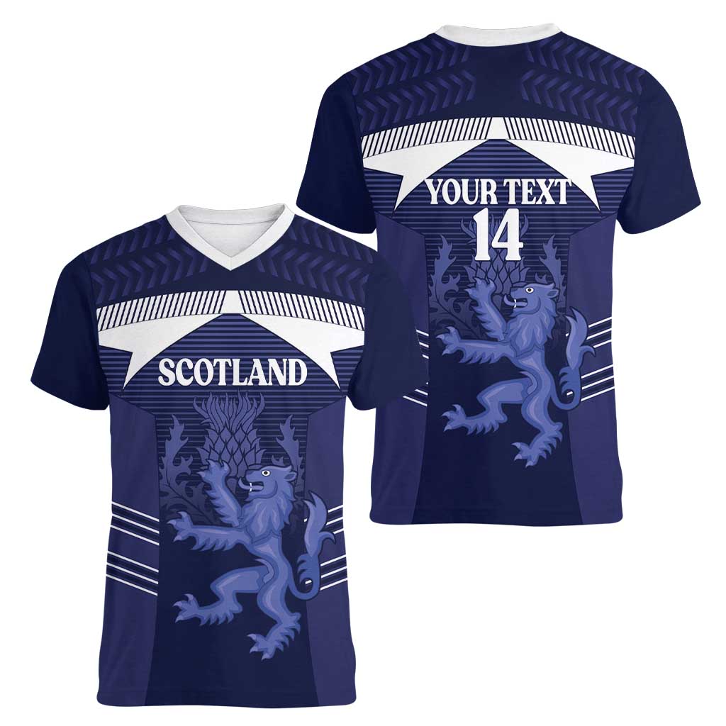 Scotland Football Custom Women V-Neck T-Shirt 2026 Come On Scottish Dragon Thistle - Wonder Print Shop