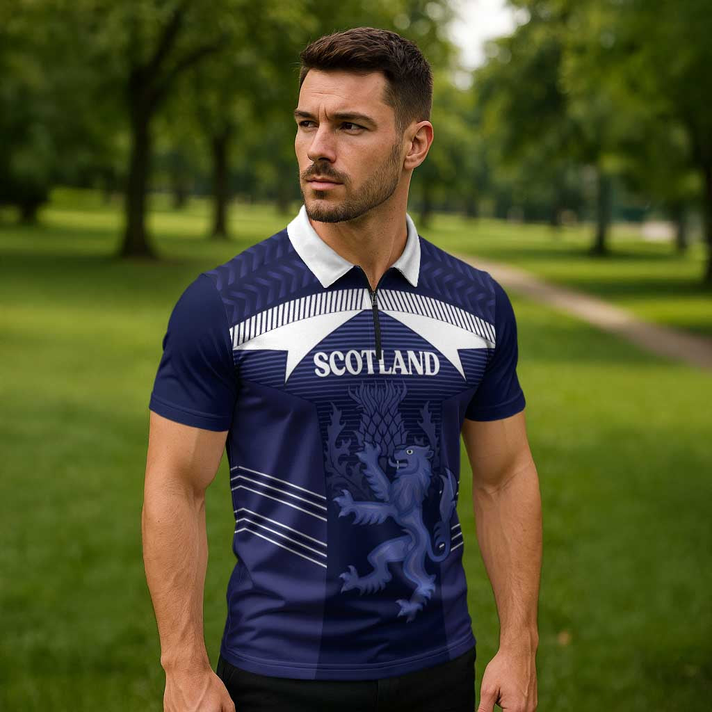 Scotland Football Custom Zipper Polo Shirt 2026 Come On Scottish Dragon Thistle - Wonder Print Shop