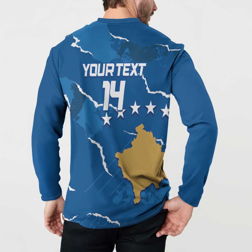 Custom Kosovo Football Button Sweatshirt Come On Dardanet