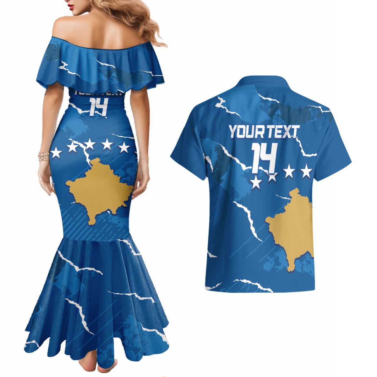 Custom Kosovo Football Couples Matching Mermaid Dress and Hawaiian Shirt Come On Dardanet