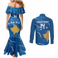 Custom Kosovo Football Couples Matching Mermaid Dress and Long Sleeve Button Shirt Come On Dardanet